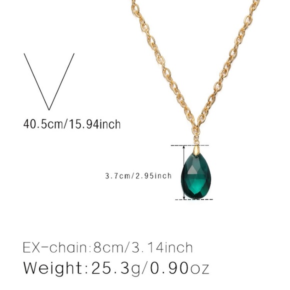 Green and Gold Drop Shaped Necklace - Picture 7 of 7